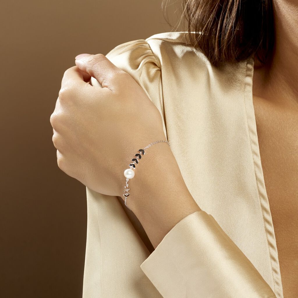 Bracelet Giacobbe Argent Blanc Perle De Culture