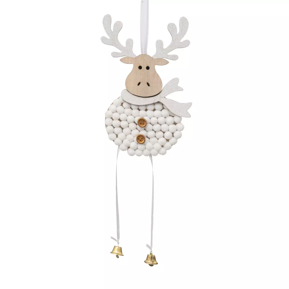 Renne à suspendre (H30 cm) Clochettes Blanc