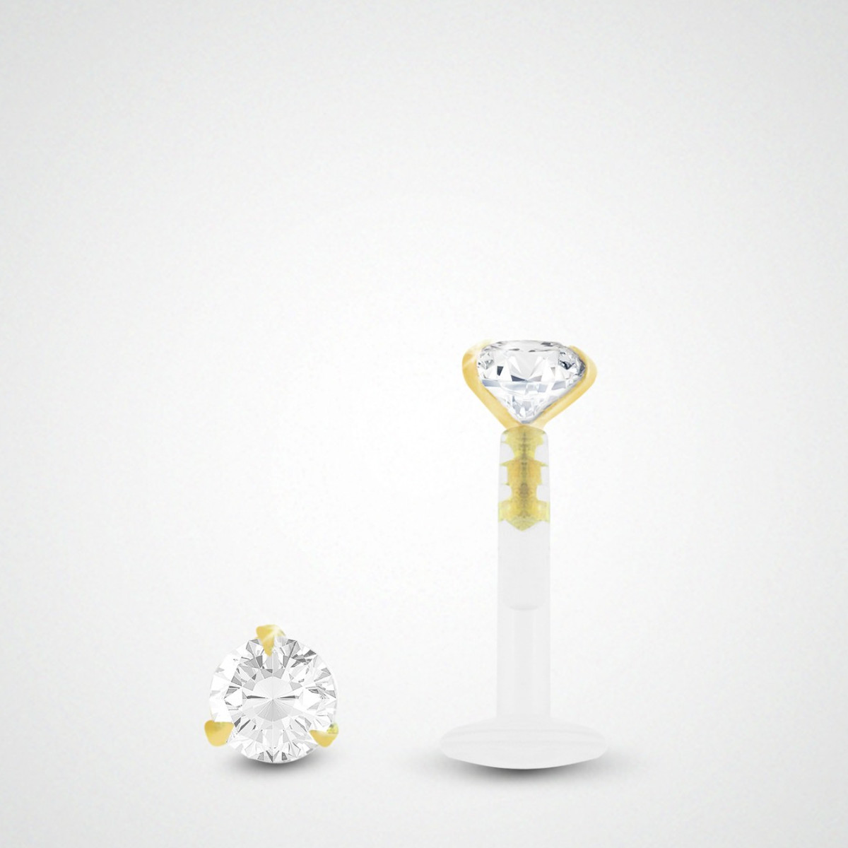 Piercing labret or jaune avec oxyde de zirconium