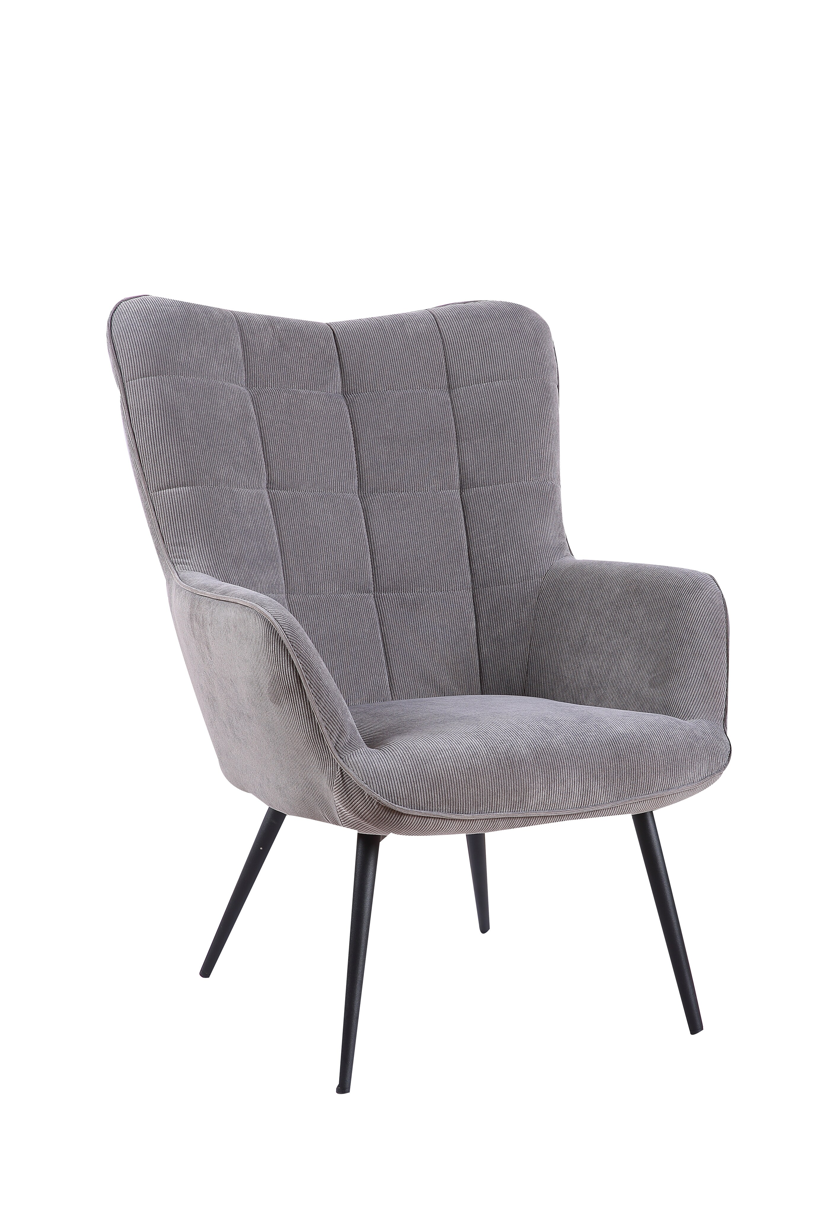 byLIVING Sessel UTA, Cordbezug grau, Gestell Metall schwarz