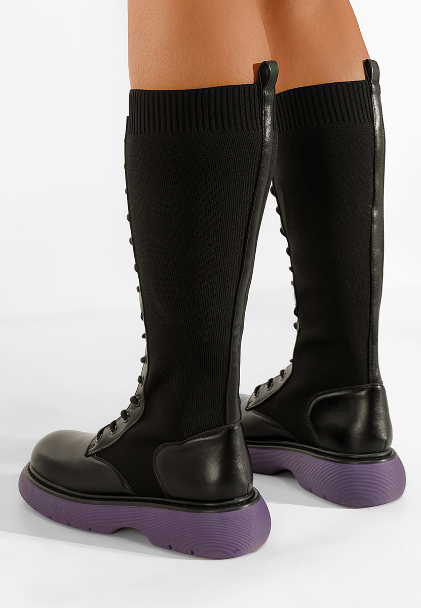 Bottes hautes à lacets noirs Novara V2