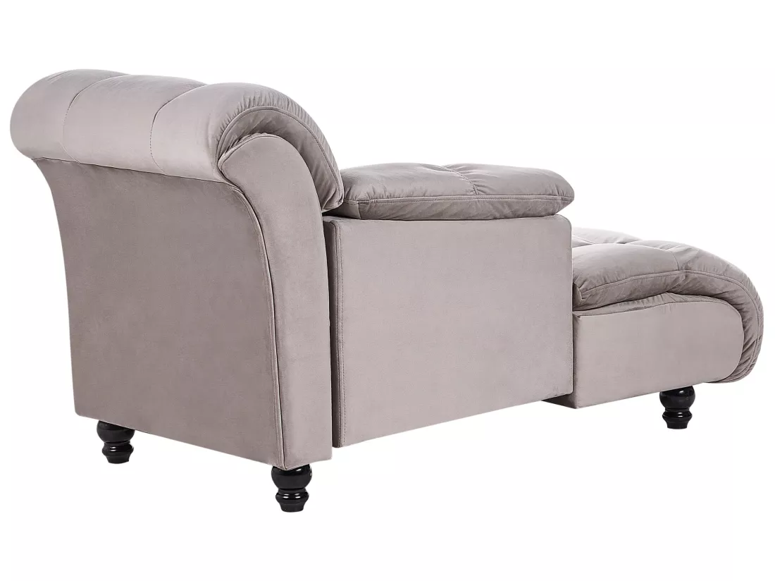 Chaise longue côté droit en velours taupe LORMONT