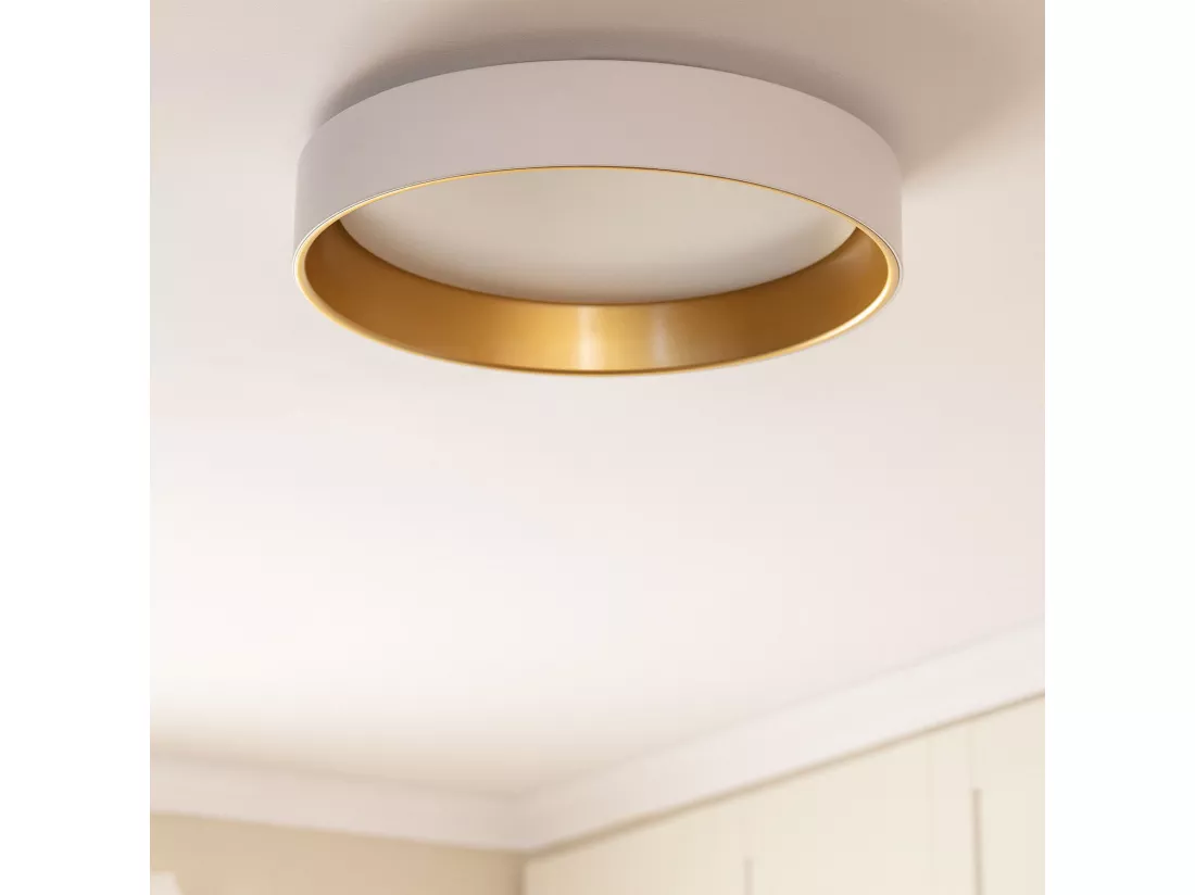 Plafonnier LED Rond Métal 20W CCT Sélectionnable Broadway Ø450 mm Noir / Or
