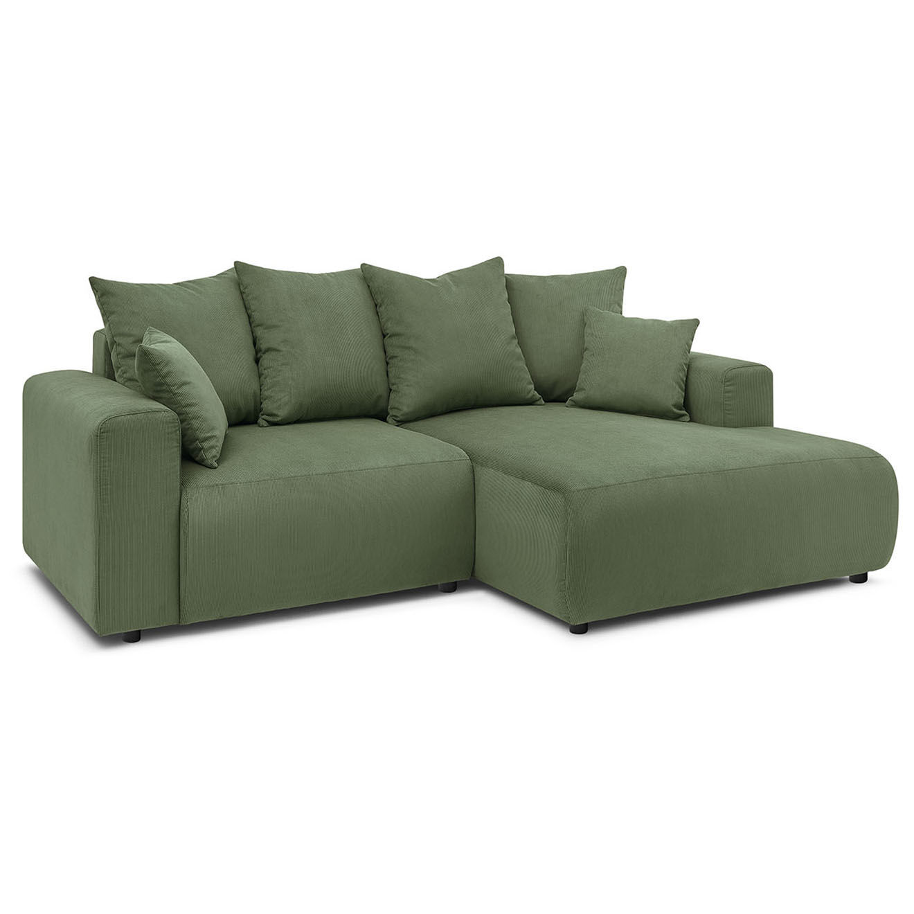 Bobochic Canapé d'angle fixe droit Enjoy vert - 237x147x95 cm