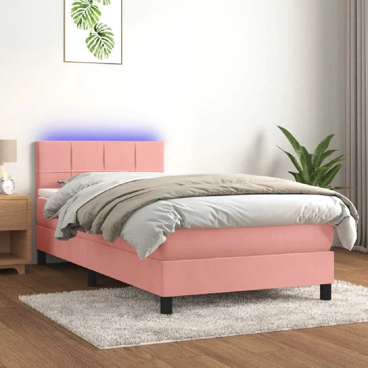 vidaXL Sommier à lattes Rose 90x190 cm LED