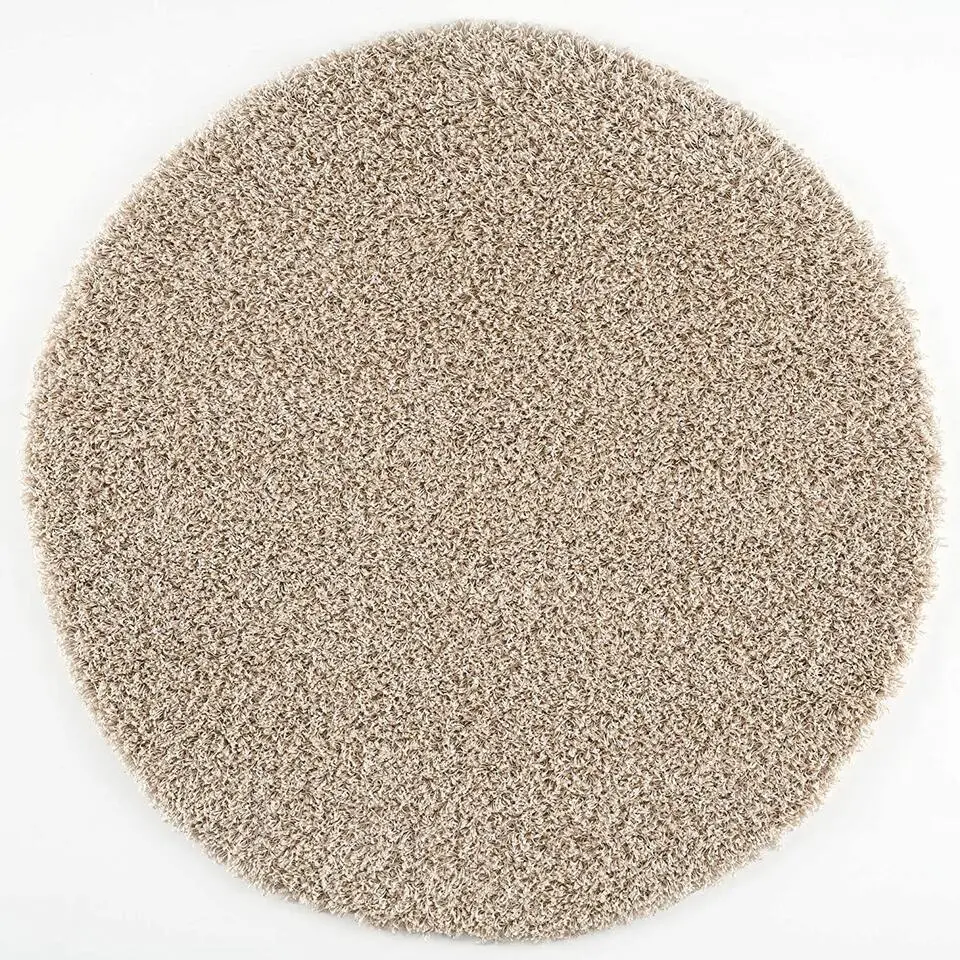 Loca Shaggy Rond Vloerkleed Beige Hoogpolig - 200 CM ROND