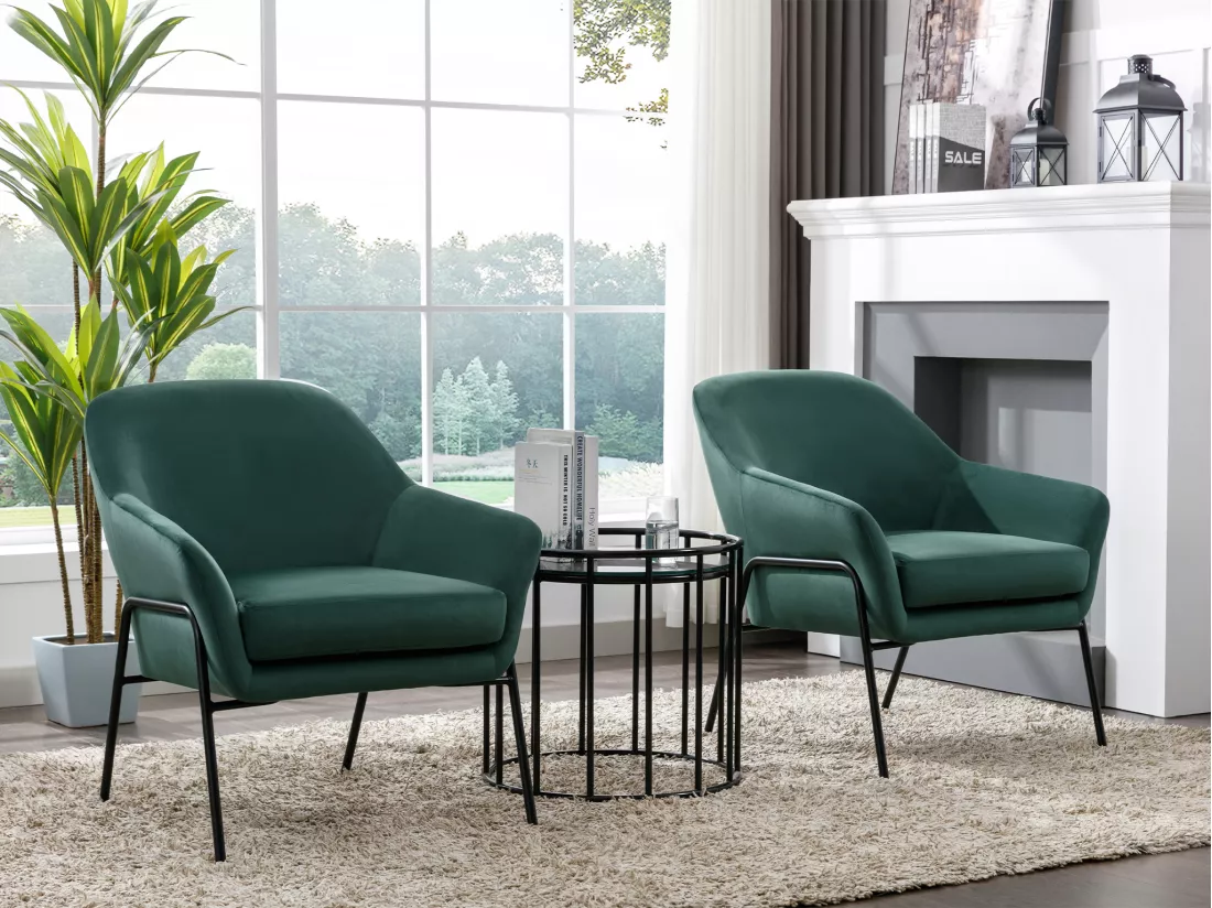 Fauteuil en velours vert sapin CERITA