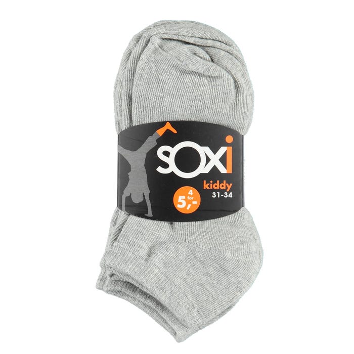 sOxi-Kids 4-pack katoenen effen sneakersokken
