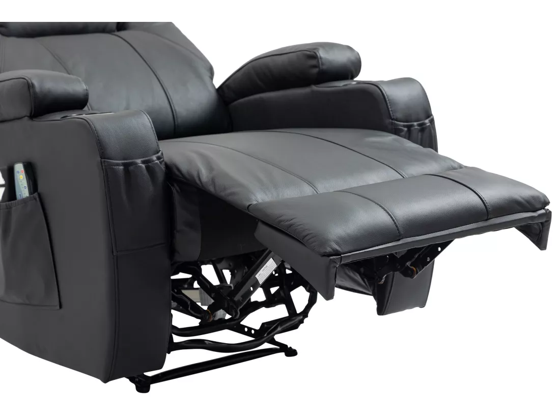 Fauteuil - Véritable cuir - Noir - Hepler