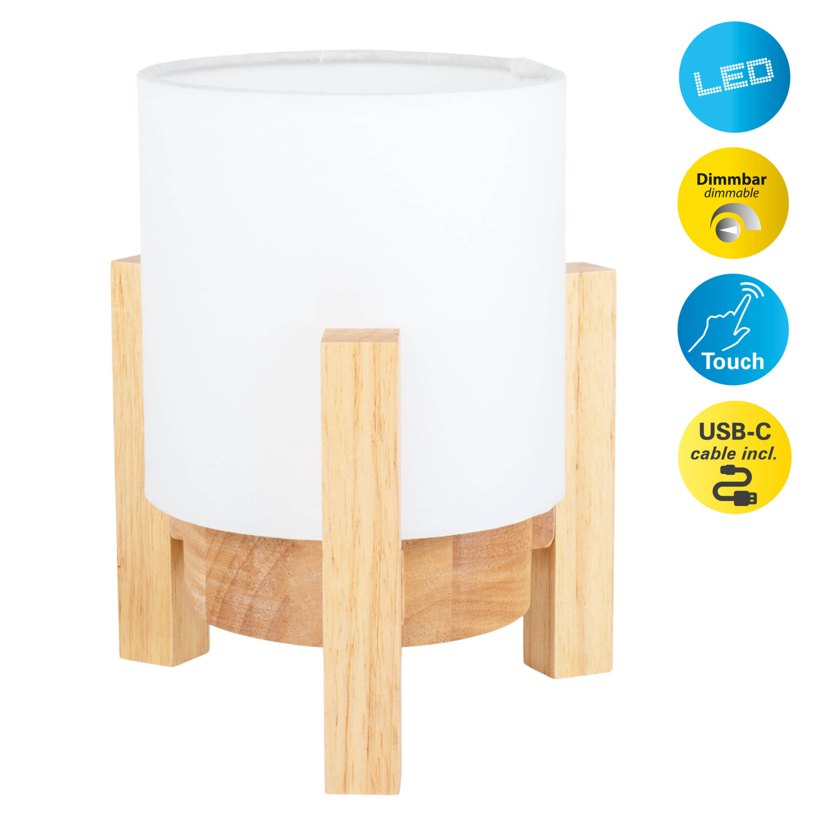LED-Akkutischleuchte MADITA - weiß - dimmbar - 19 cm Höhe
