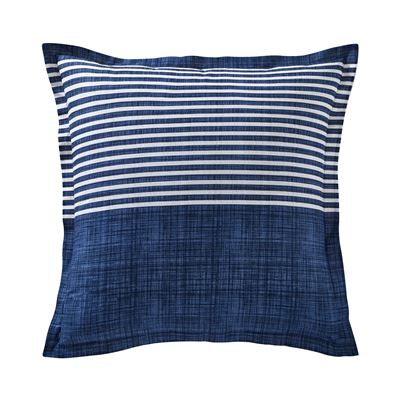 Linge de lit à rayures bleues et blanches - BECQUET CRÉATION