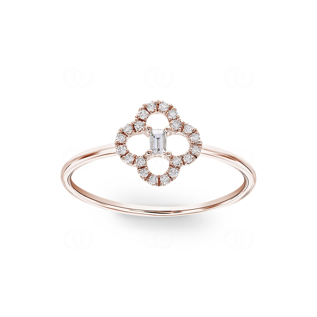 Ring 750/18 K Roségold Kleeblatt mit Diamanten 0.10 ct H/si