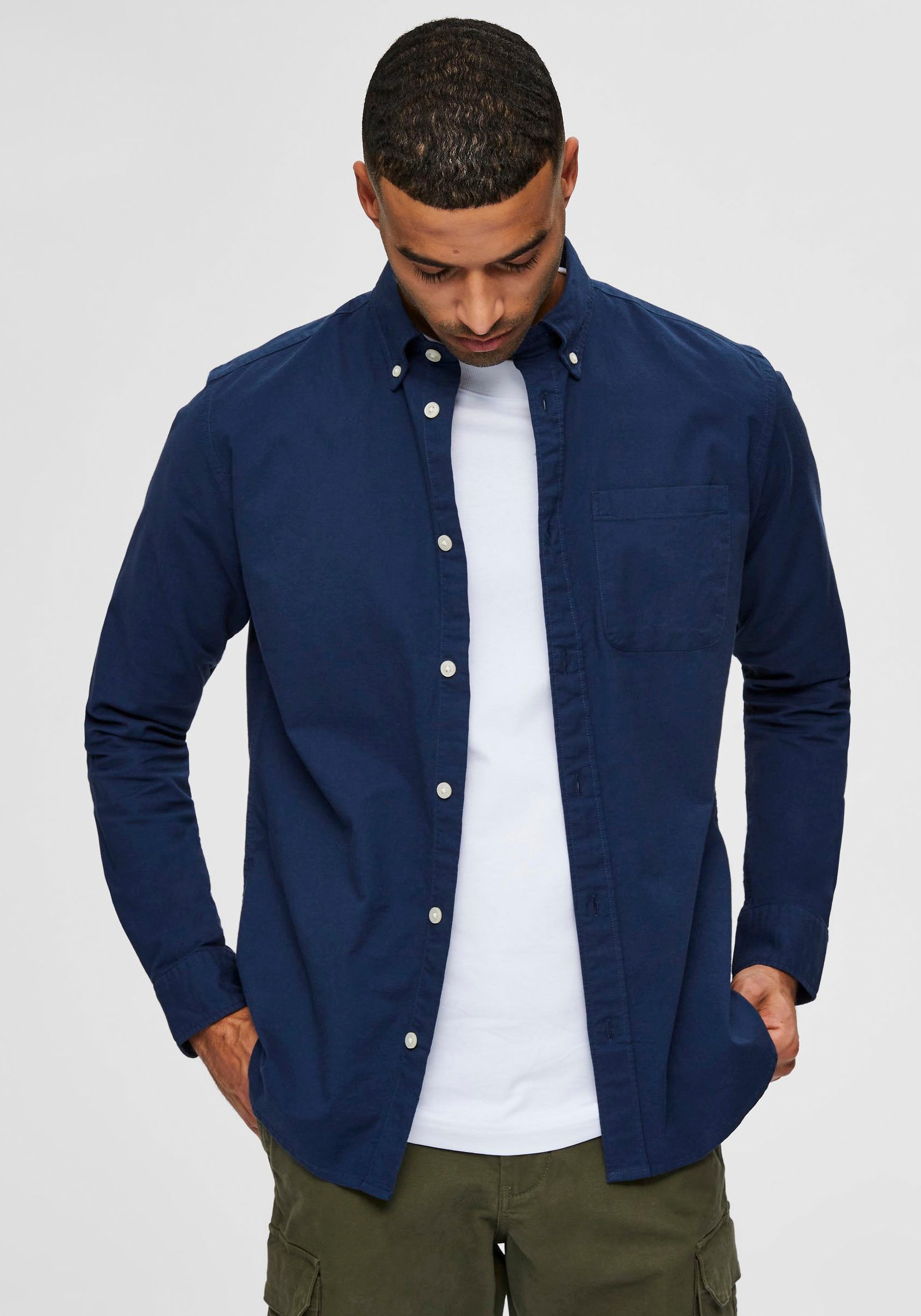 SELECTED HOMME Langarmhemd »SLHREGRICK-OX SHIRT LS NOOS«, mit Brusttasche