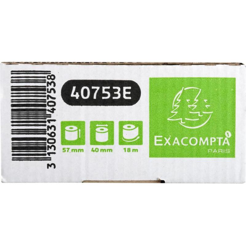 Bobines Terminaux bancaires Exacompta 40753E - l 57 mm x L 18 m, Ø 40 mm - 1 pli(s) - paquet de 60