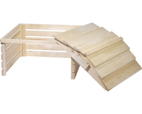 Robotmaaiergarage met bord, 78,5 x 74 x 52,5 cm, natuurlijke afwerking