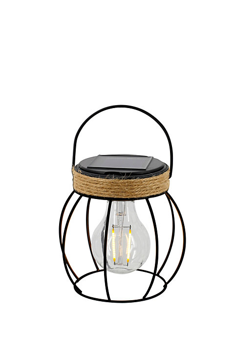 Lanterne solaire LED intégrée Amanpulo jute IP44 0,06W blanc chaud l.13,5 x H.18,5 cm