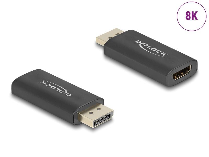 Delock Adapter aktiv, 8K/60Hz DisplayPort - HDMI Delock Aktiver DisplayPort 1.4 zu HDMI Adapter 8K mit HDR Funktion