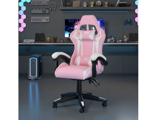 RATTANTREE - Fauteuil de bureau Chaise gaming en cuir pu rose