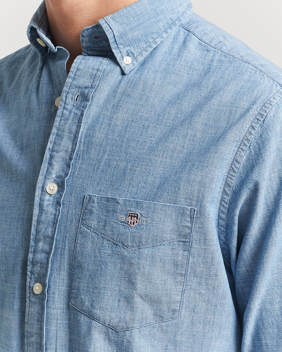 GANT Regular Fit Chambray Shirt Light Blue
