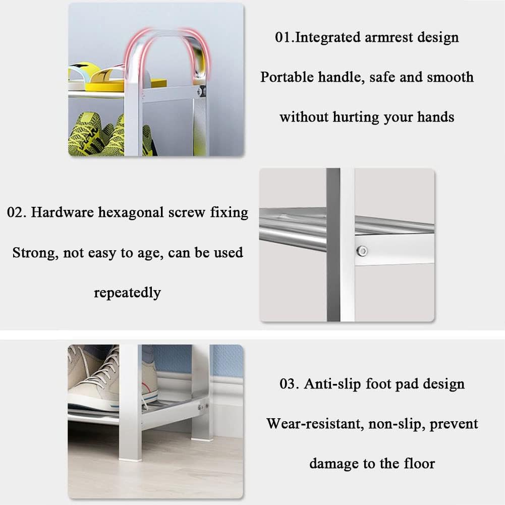 Schuhregal aus Edelstahl, 5 Etagen, langlebiges Schuhregal für Schlafsaal, Schlafzimmer und Haushalt, platzsparender Schuhschrank, 60 x 25 x 78 cm