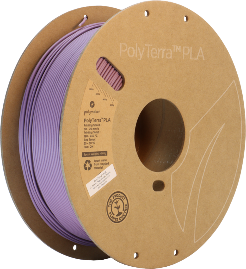 Polymaker  PolyTerra PLA Muted Purple, 1,75 mm / 1000 g    Filament mit reduziertem Kunststoffgehalt