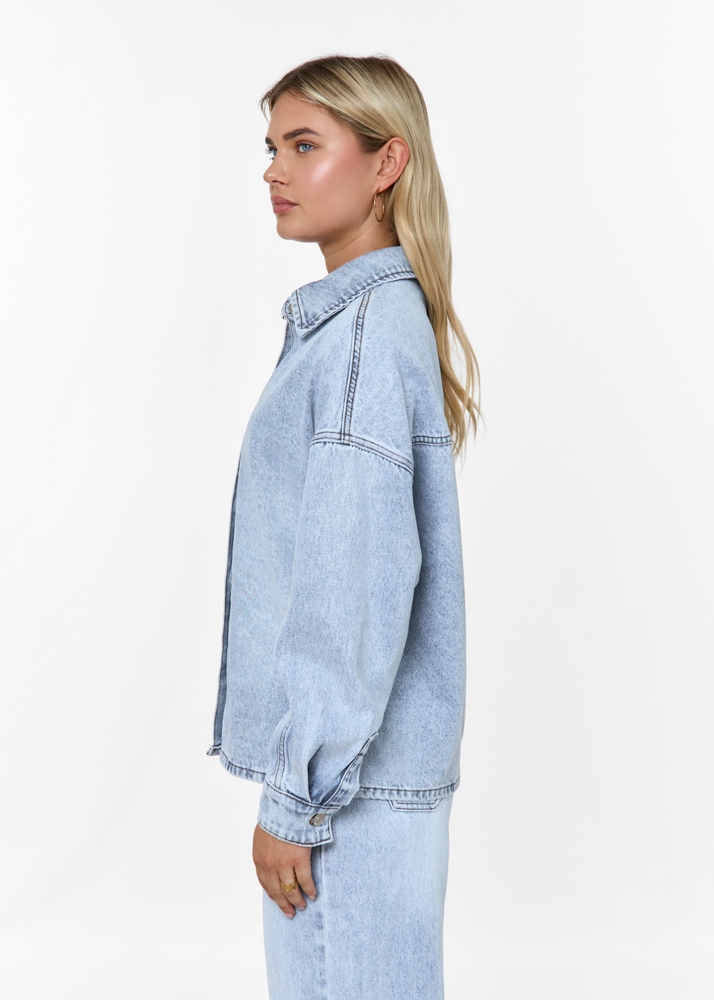 Boyfriend denim blouse sky blauw
