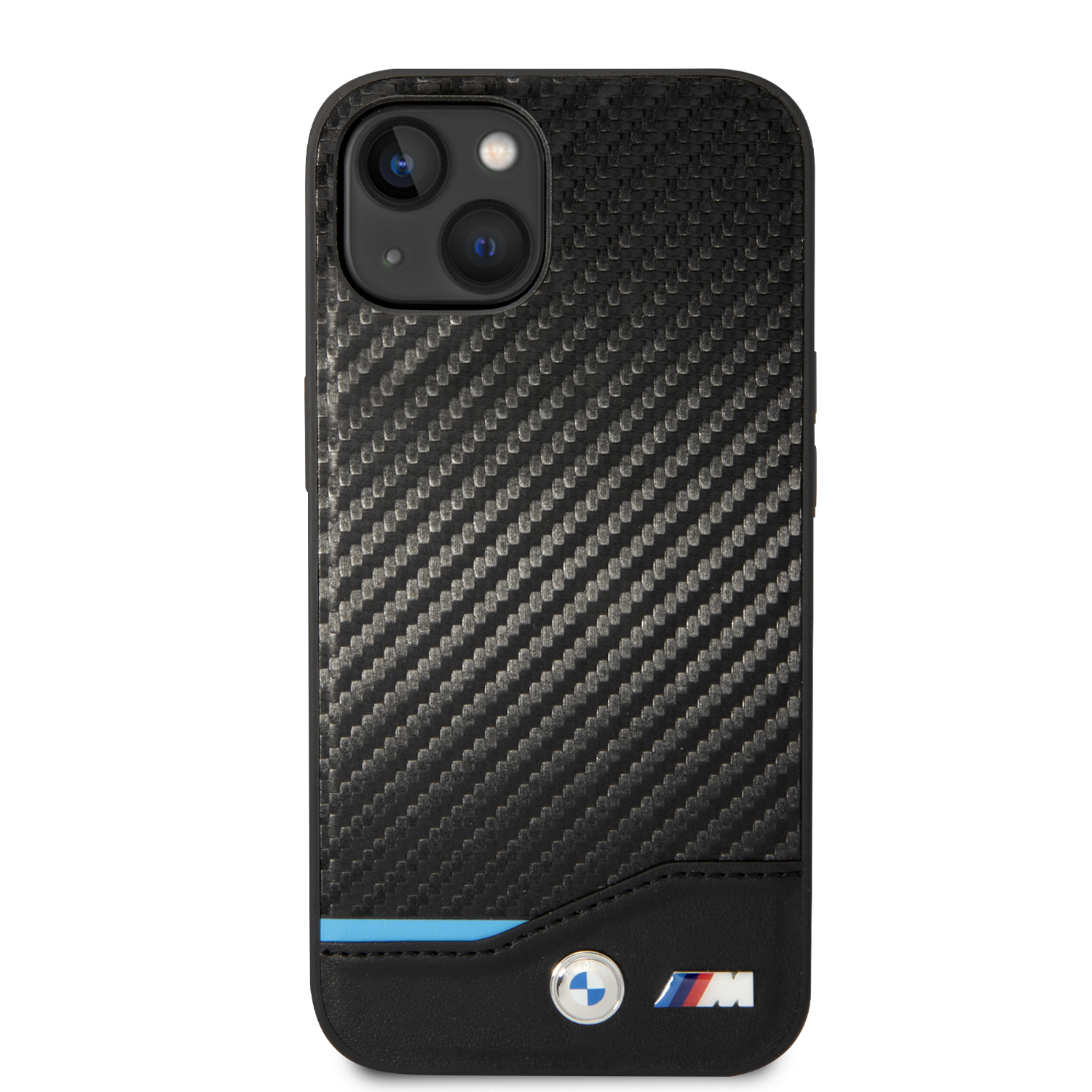 iPhone 14 Leder Hardcase M Hülle Triangles (BMHCP14S22NBCK) - Schwarz