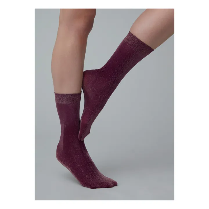 Swedish Stockings Chaussettes Ines Métallisées | Bordeaux