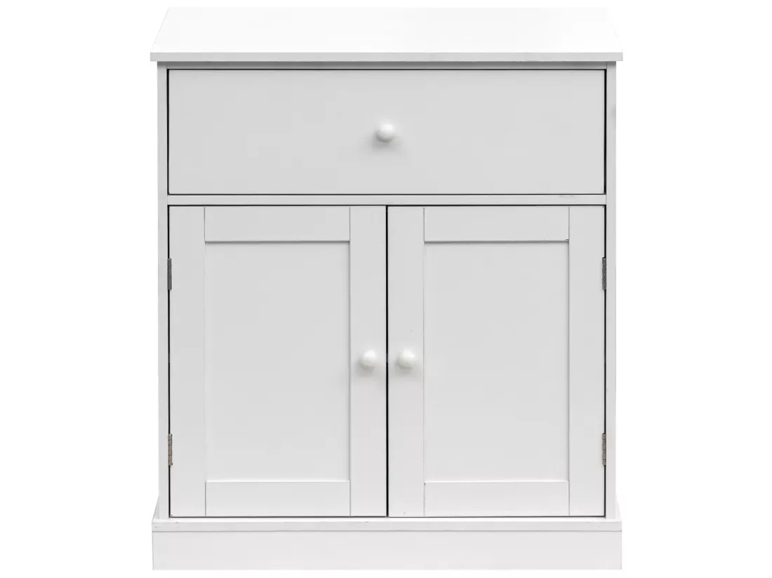 Armoire Meuble de salle de bains avec Tiroir 2 Portes en bois Blanc