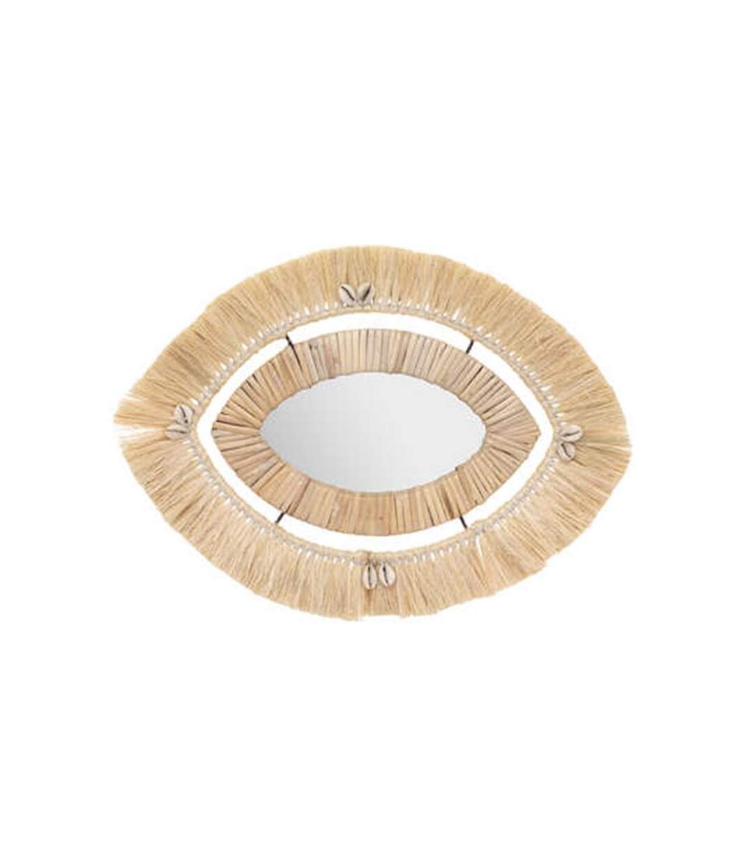 Miroir Mural Raphia Tropique Australe 44cm Beige
