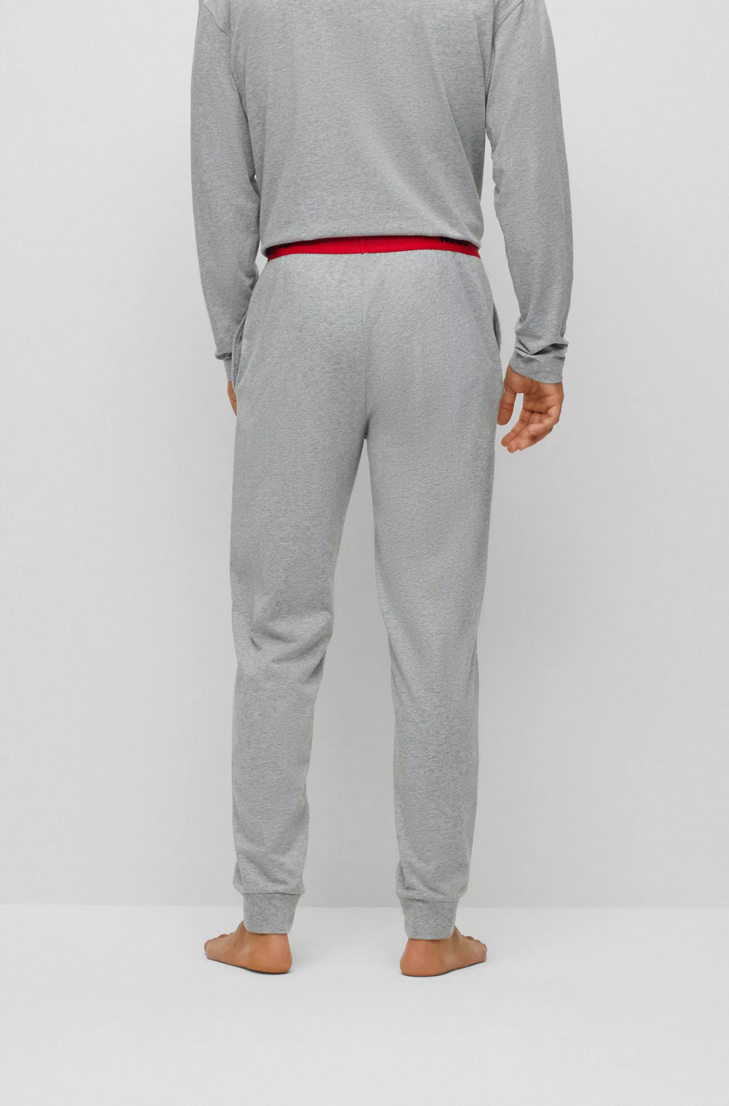 Calça de pijama HUGO vermelha em malha de algodão stretch com cós com logotipo.