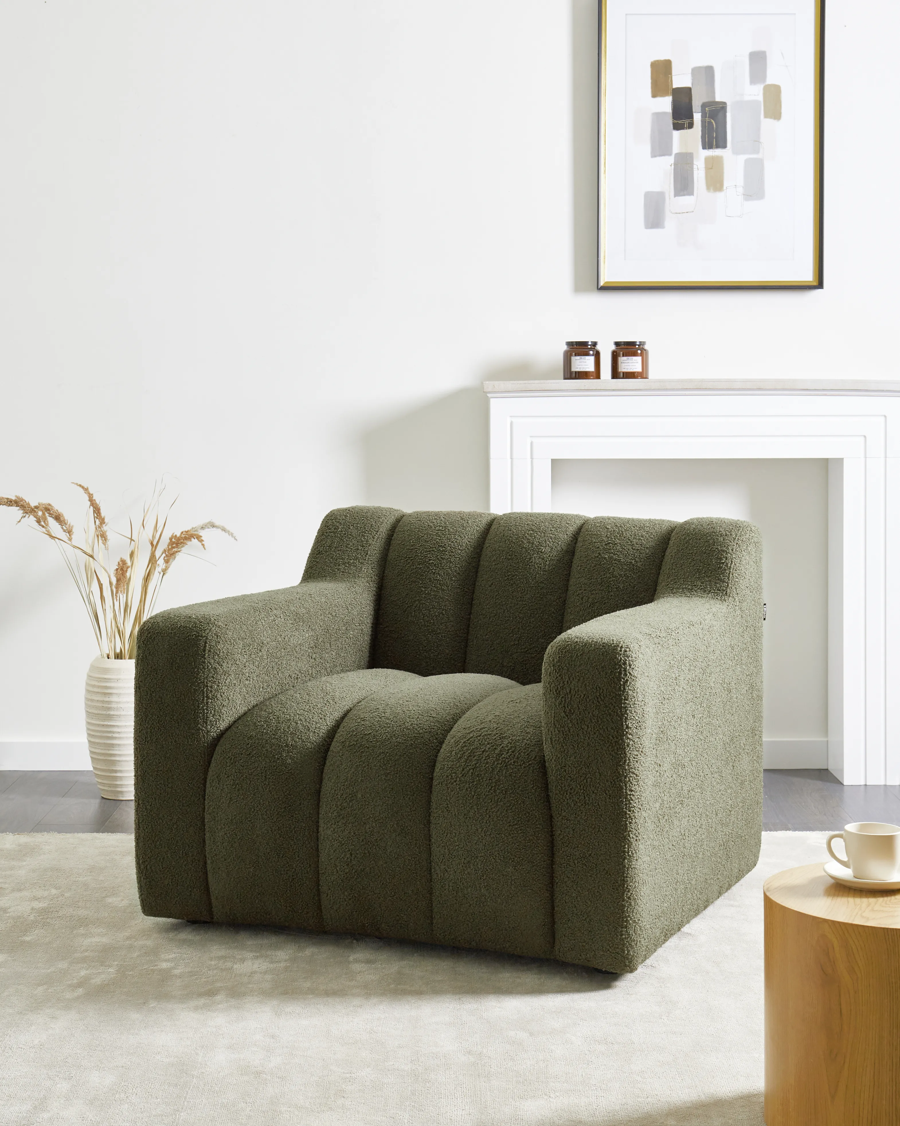 Fauteuil AGERUP Bouclé Donkergroen