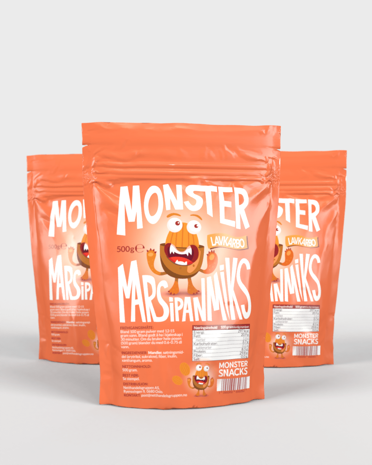 Monster Lavkarbo &amp; Sukkerfri Marsipanmiks - TREPAKNING - 1.8KG MARSIPAN!