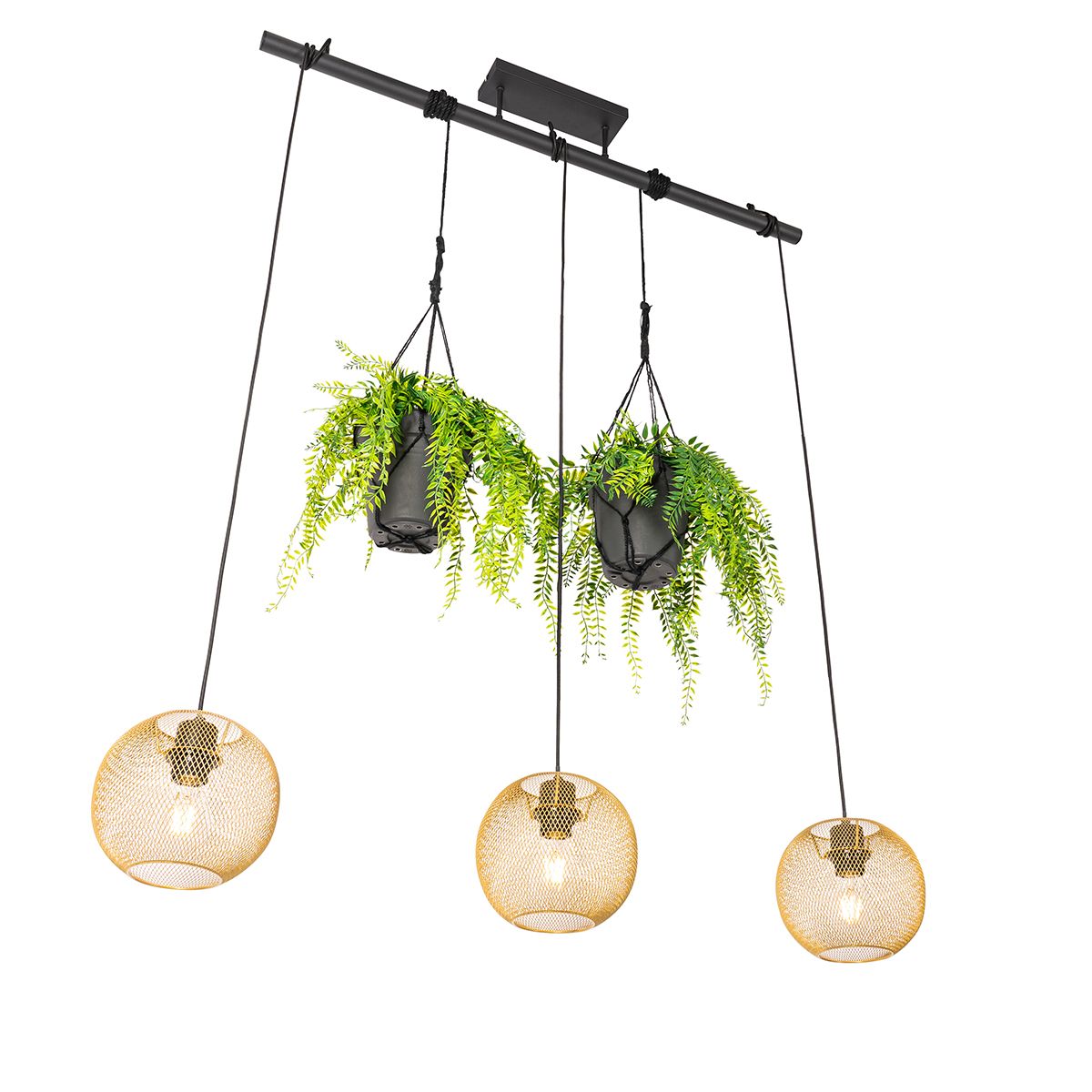 Industriële hanglamp goud 3-lichts - Flor
