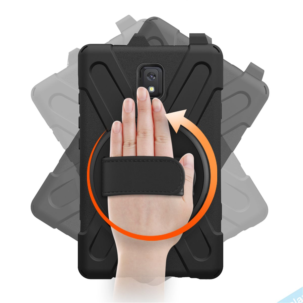 Samsung Galaxy Tab Active3 Peak 500m Hybrid Outdoor Hardcase Hülle mit Aufsteller   Handschlaufe (EGPE00146) - Schwarz