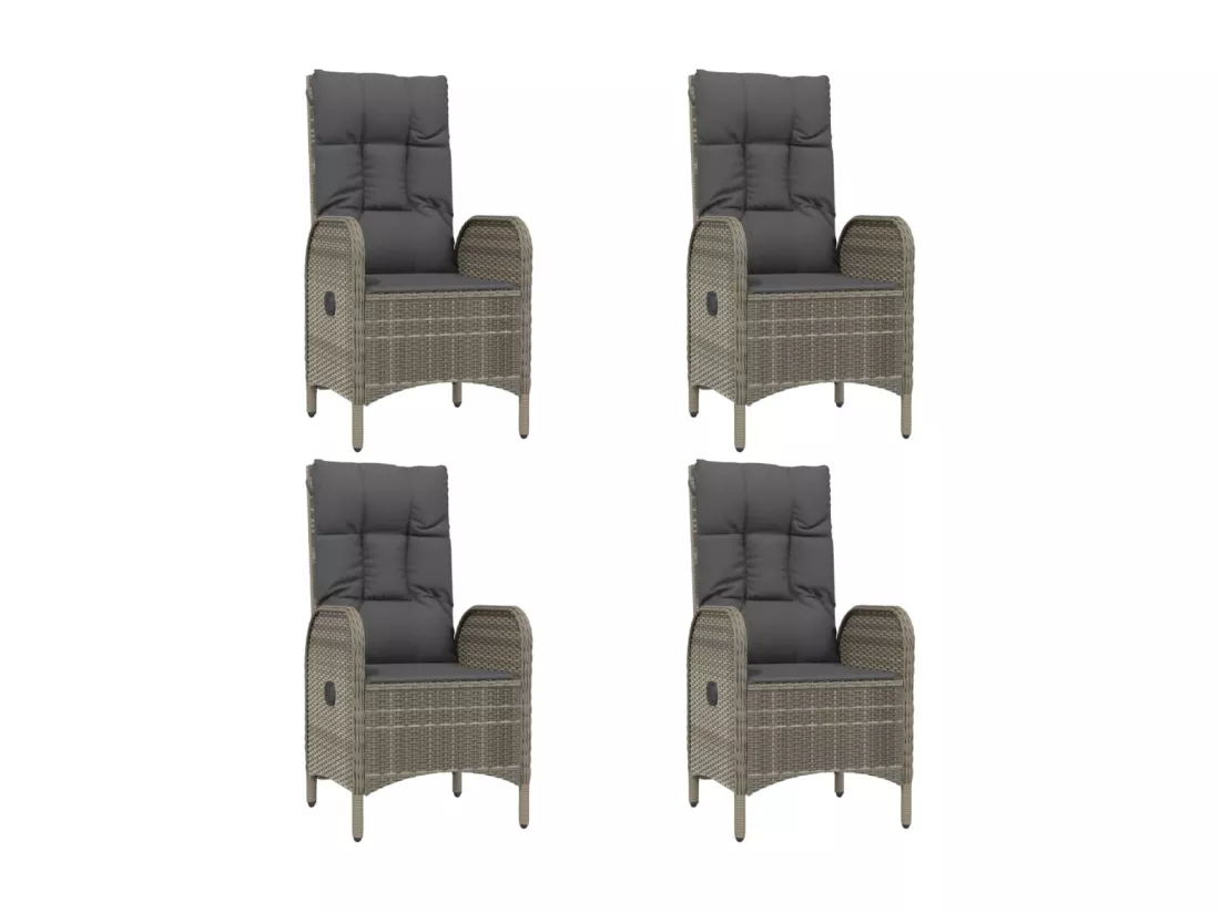 Ensemble à manger de jardin coussins 5 pcs noir et gris