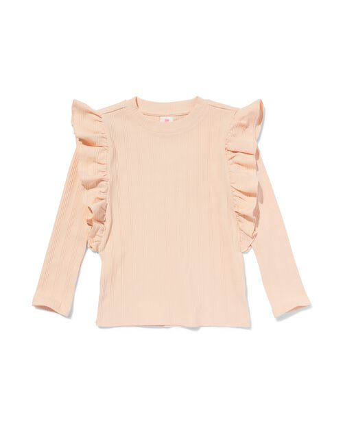 t-shirt enfant côte avec volant blanc cassé