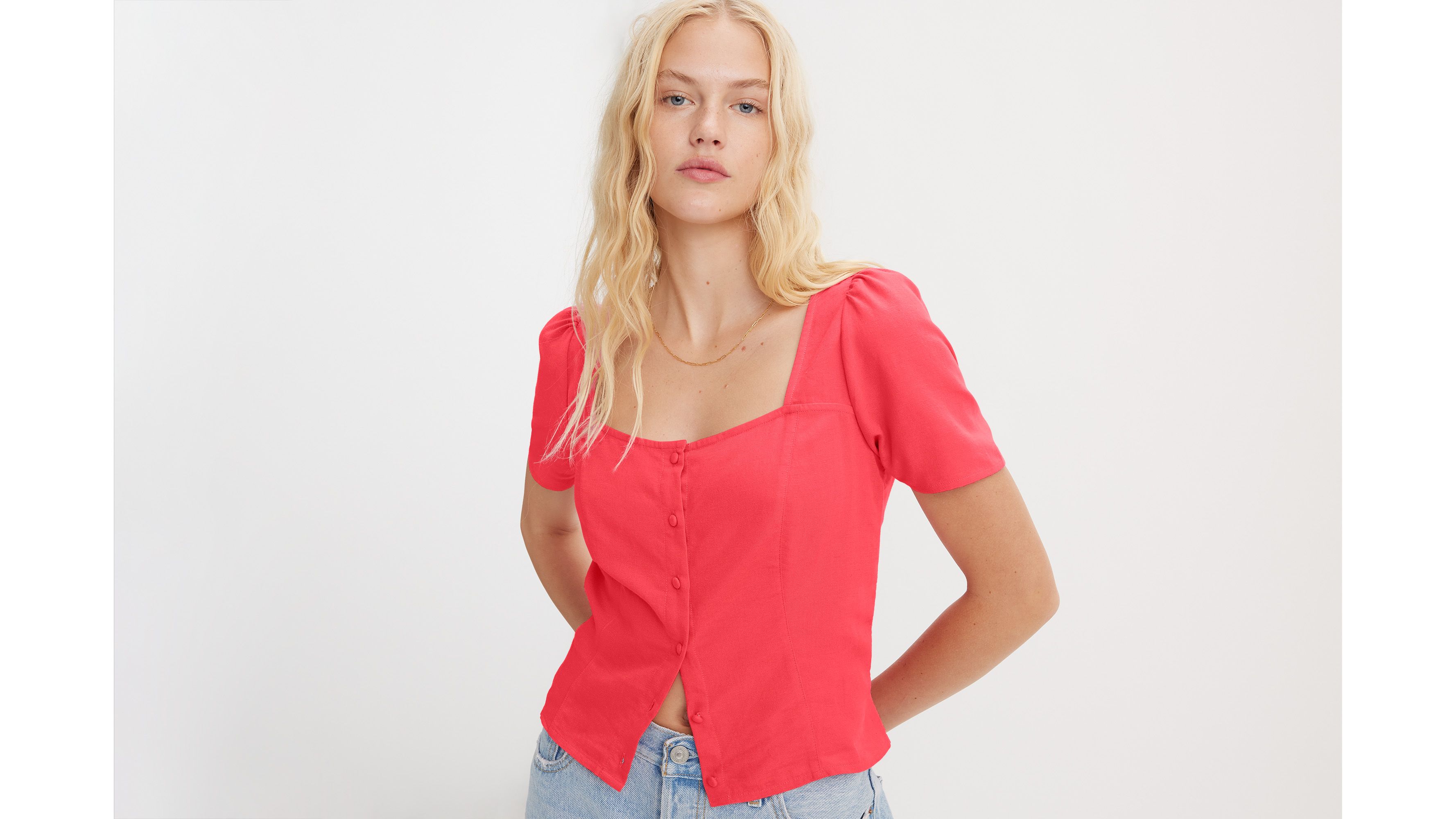 Blouse manches courtes Pascale - Coral Red Garment Dye - Rouge