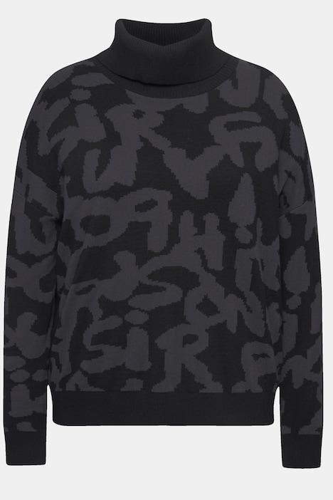 Pullover, Buchstaben, gerippter Rollkragen, Langarm