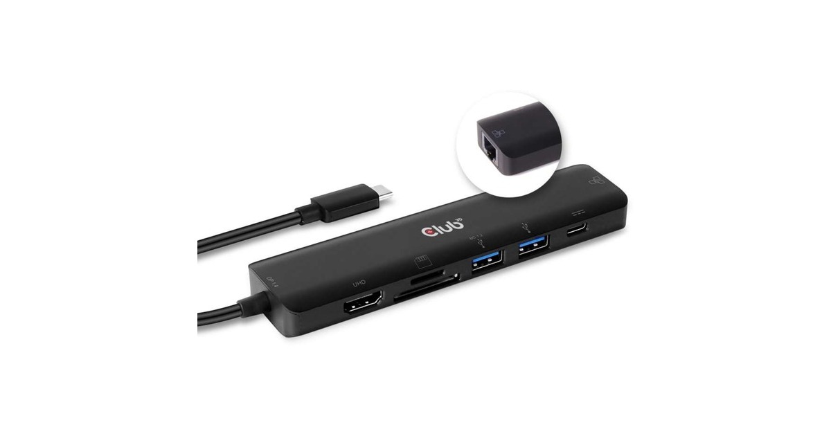 Club 3DCSV-1592 USB Type C 7-in-1 Hub dockingstation  (Zwart)