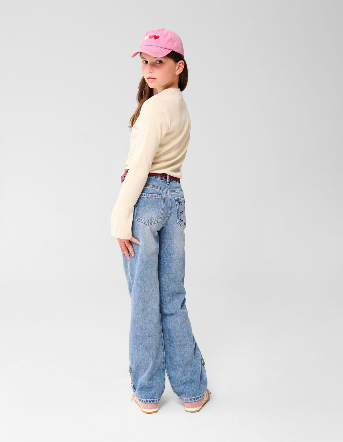 Strass Longsleeve Top Gebroken Wit
