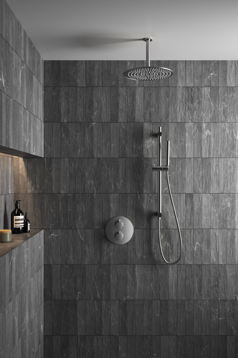 Saniclear Exclusive inbouw regendouche rond met 20cm hoofddouche, plafondarm en glijstang RVS