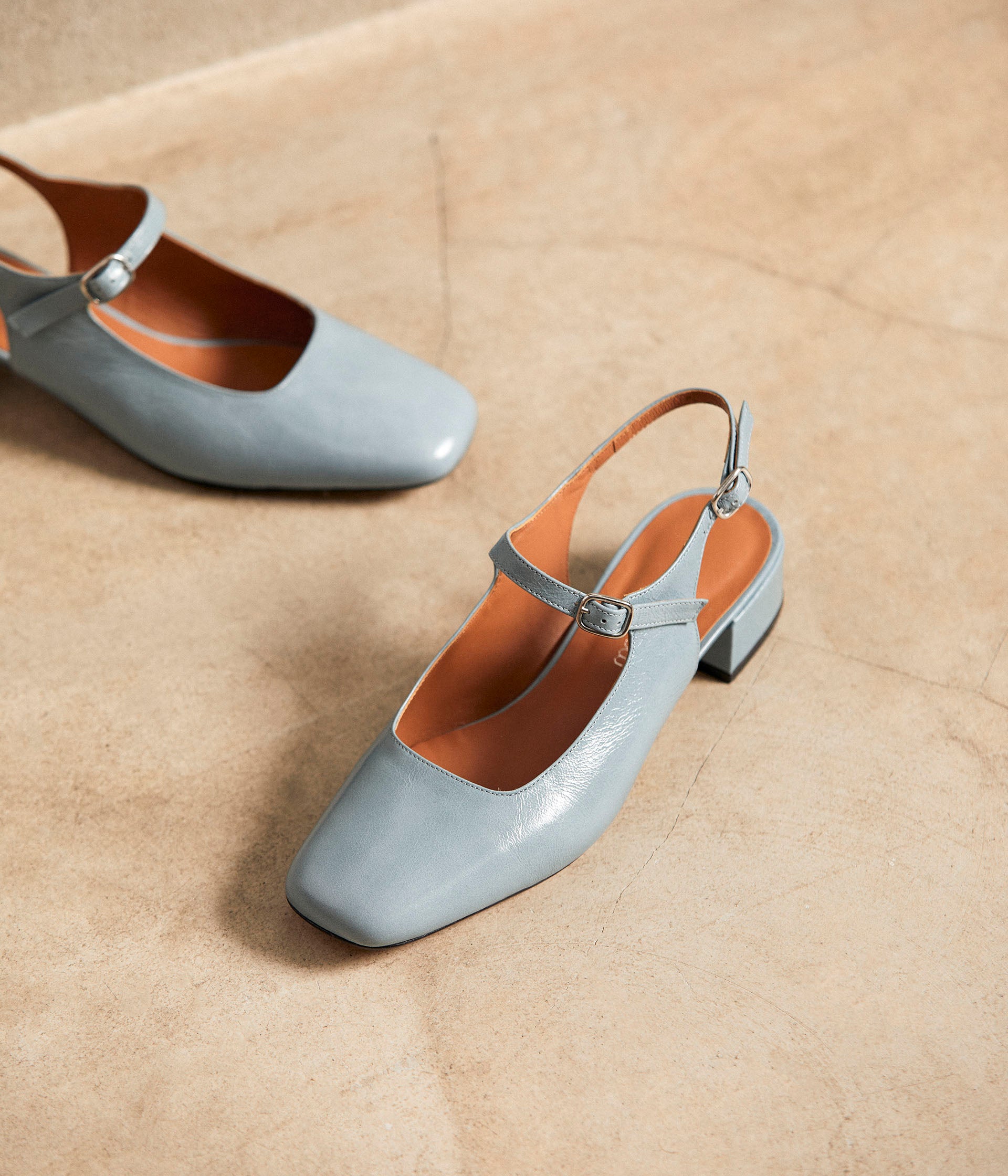 Slingbacks bleu verni Clarissa