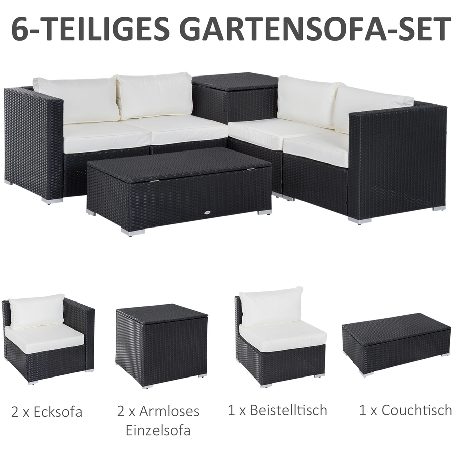 Outsunny Gartenmöbel Set mit Stauraum schwarz