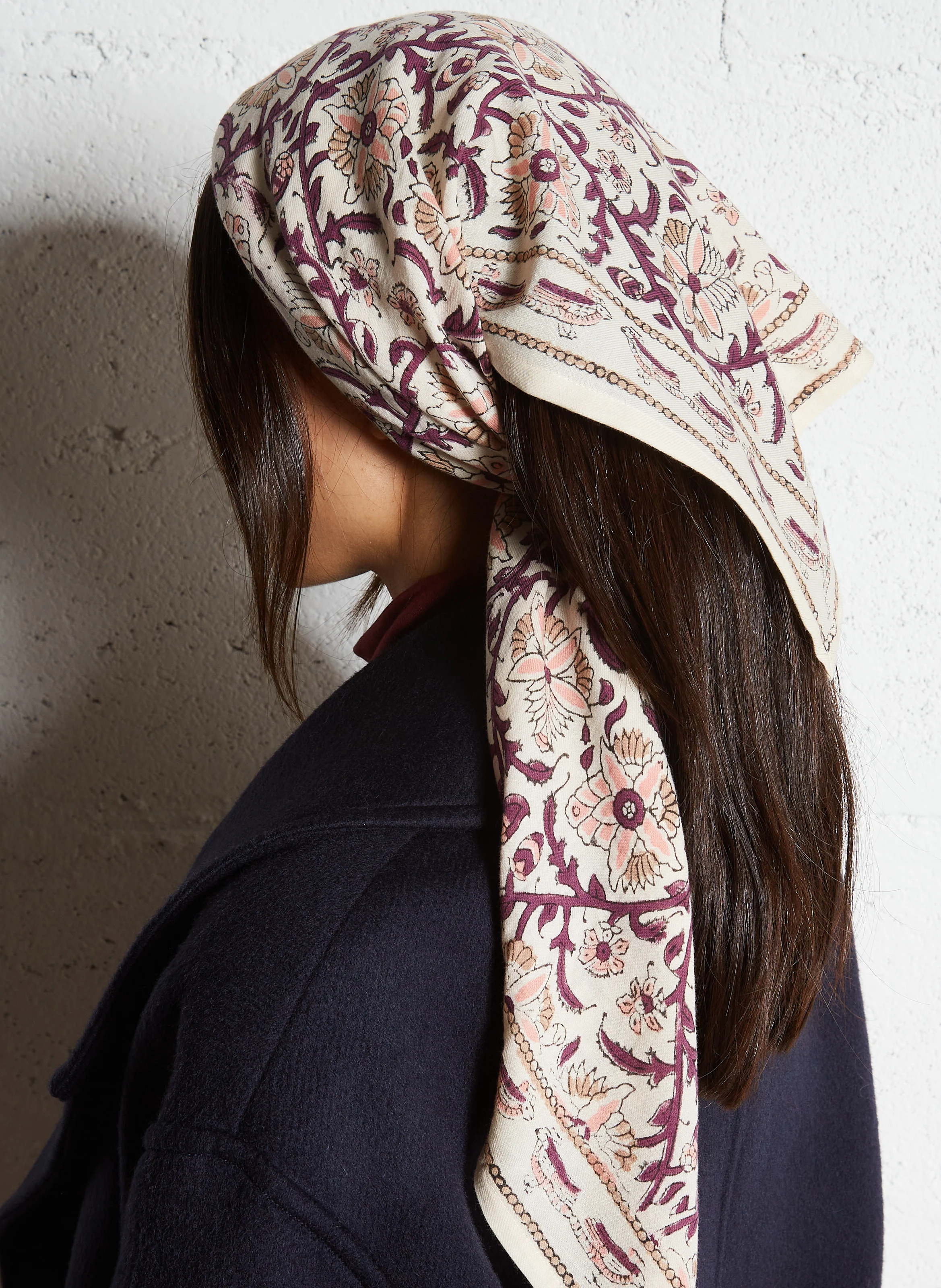 LATIKA - Foulard en coton imprimé | Beige