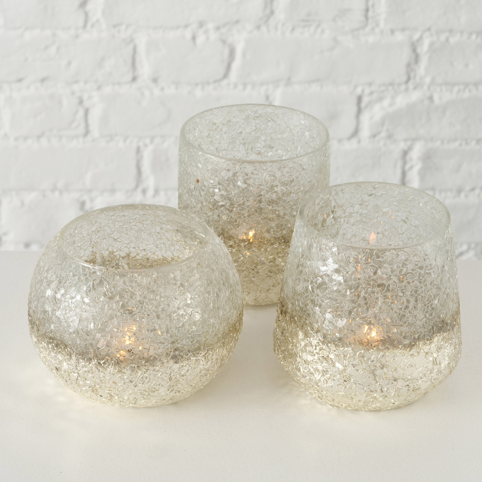 Windlicht - champagner - sortiert - Glas