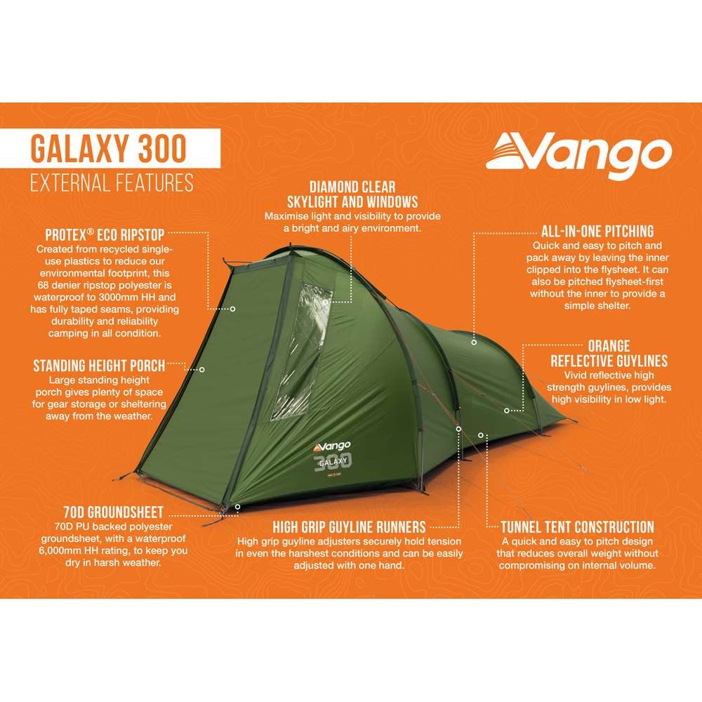 Vango Galaxy 300 lichtgewicht tunneltent - Green
