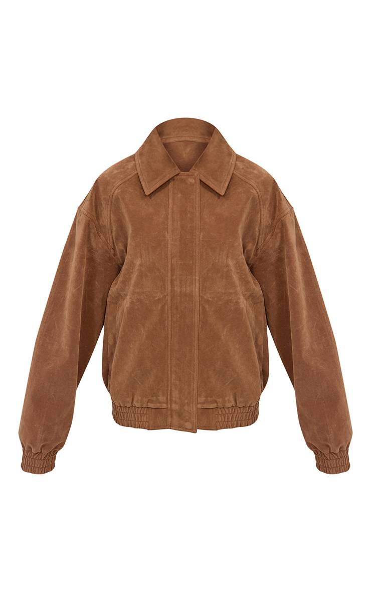 Marron Veste Bomber En Synthétique Gaufré