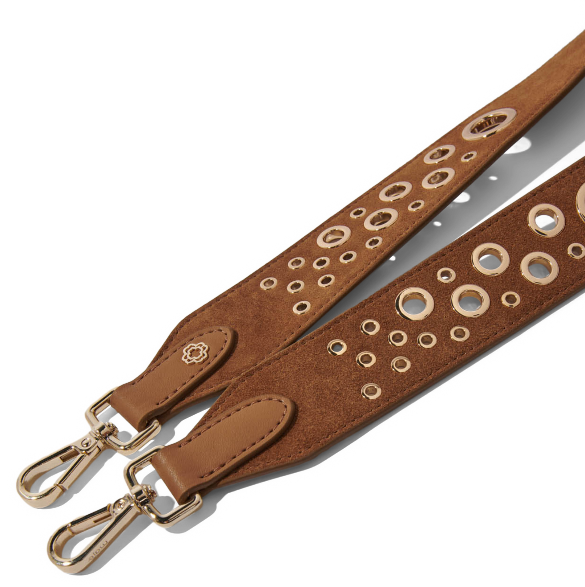 Bandoulière en cuir et œillets | Beige