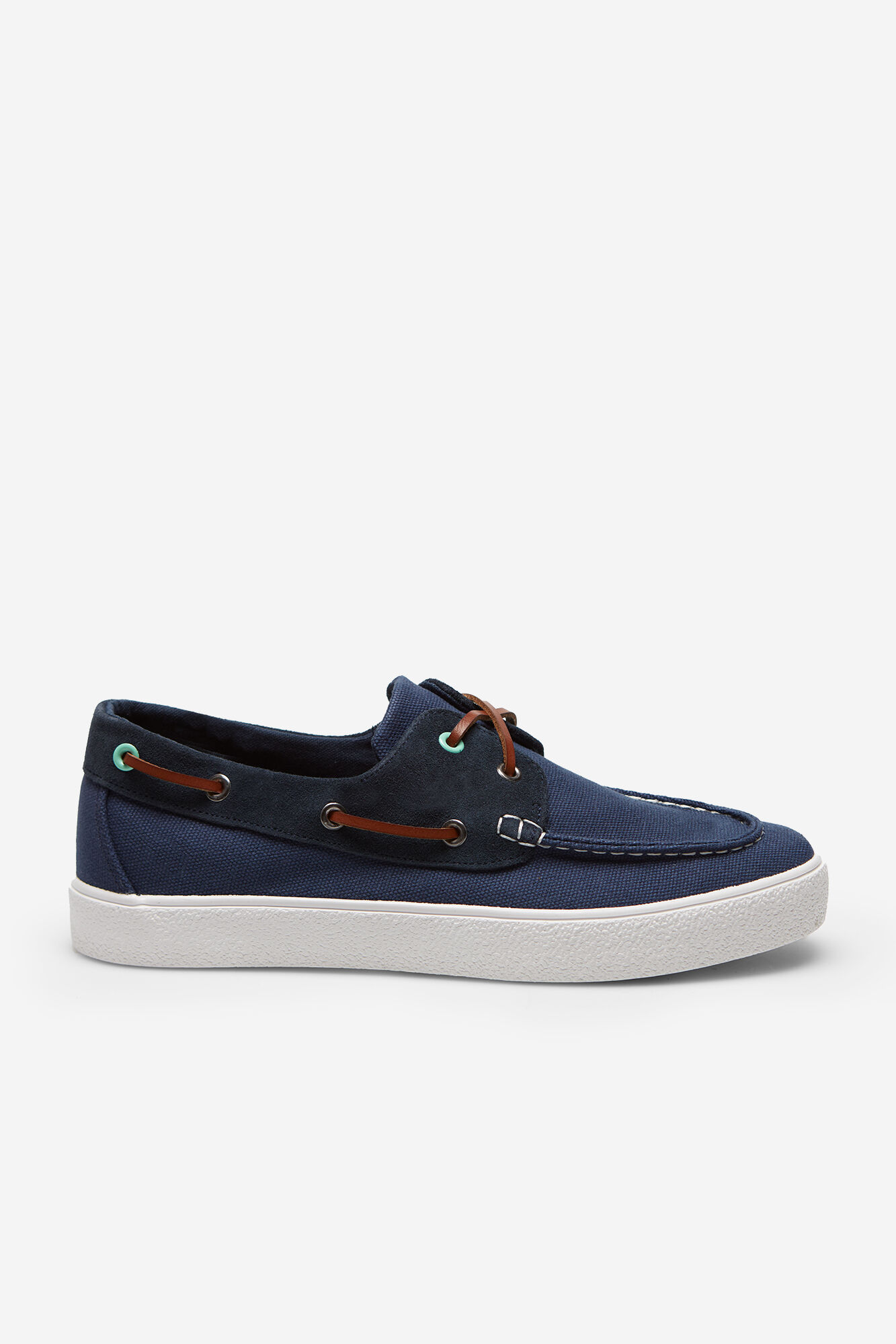Sapato náutico em tecido e couro - Azul marinho